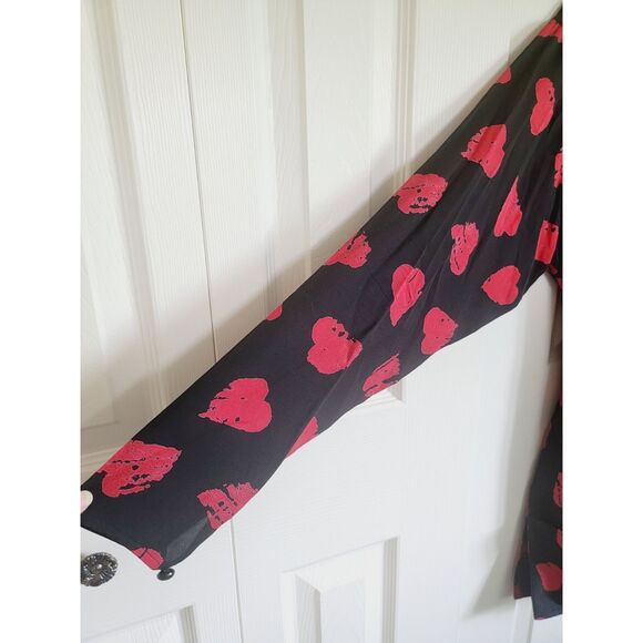 UNGARO 42 Solo Donna Paris Vintage‎ Black Red Hearts Shirt Sz 10 12 Italy - Picture 4 of 8